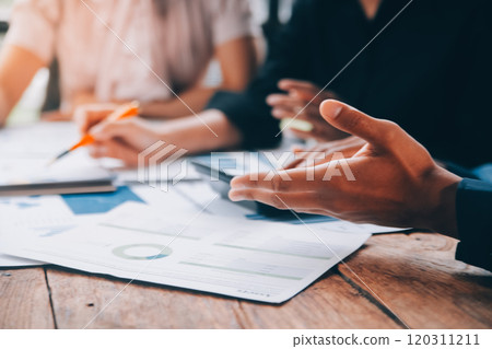 Fund managers team consultation and discuss about analysis Investment stock market at office 120311211