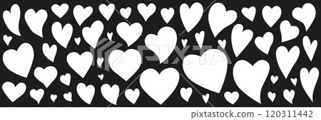 Love heart collection icon set. Vector stock illustration isolated on black background for design template Valentine greeting card, wedding banner. EPS10 120311442