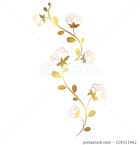Beautiful flower petals with golden leaves design 120311462