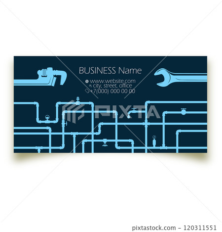 Business card concept with wrenches and piping system 120311551