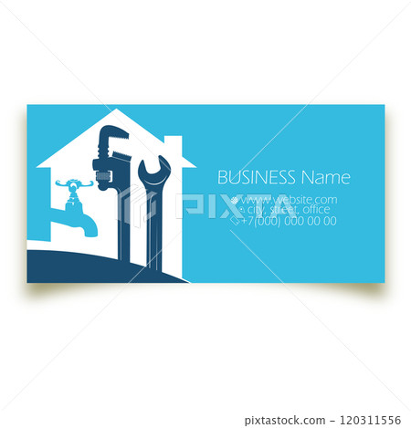 Business card of a plumber and plumbing repair service 120311556