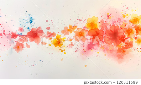 A colorful watercolor painting of flowers on a clean white background A colorful watercolor painting of flowers on a clean white background 120311589