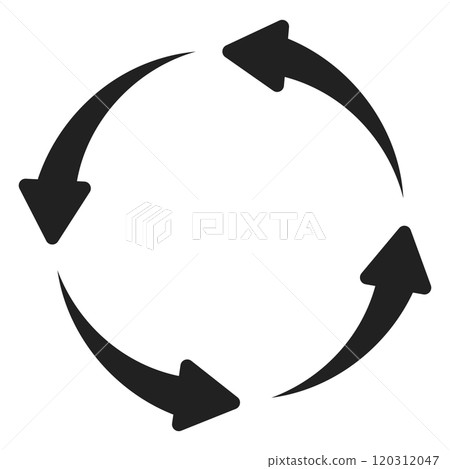 A set of circular arrow icons. Forward icon. Two to eight arrows in a cycle. Symbol of renewal, repetition, recycling. Vector illustration A set of circular arrow icons. Forward icon. Two to eight arrows in a cycle. Symbol of renewal, repetition, recycling. Vector illustration 120312047