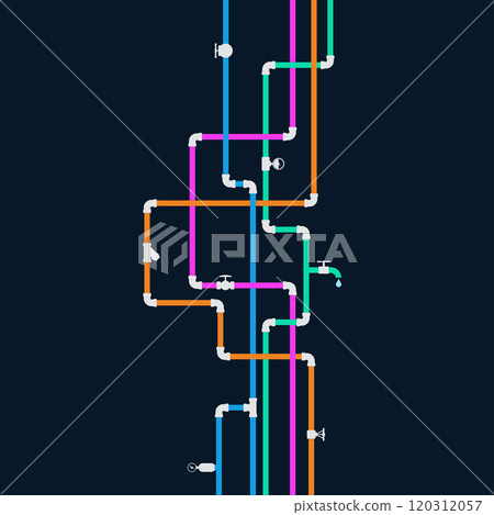 Colored water pipes with valves design Colored water pipes with valves design 120312057