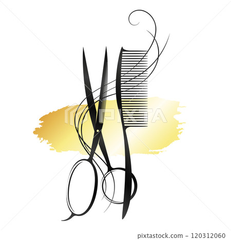 Comb and scissors beautiful hair stylist design 120312060