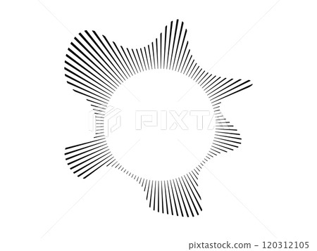 Circular sound wave. Sound line, radial spectrum, sound equalizer. Circular geometric wavy frame. Vector radial spectrum. Circular sound wave. Sound line, radial spectrum, sound equalizer. Circular geometric wavy frame. Vector radial spectrum. 120312105
