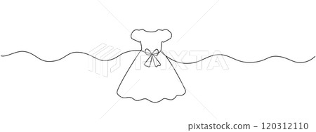 Single continuous line drawing of a woman's baby dress. Vector editable illustration Single continuous line drawing of a woman's baby dress. Vector editable illustration 120312110