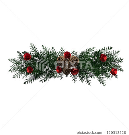 Christmas decorations, New Year's decor, isolated on white background, 3D illustration, cg render Christmas decorations, New Year's decor, isolated on white background, 3D illustration, cg render 120312228
