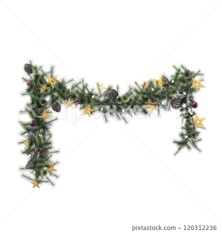 Christmas decorations, New Year's decor, isolated on white background, 3D illustration, cg render 120312236