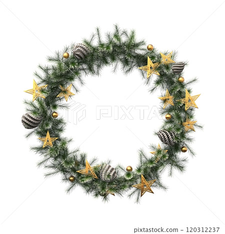 Christmas decorations, New Year's decor, isolated on white background, 3D illustration, cg render 120312237