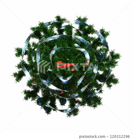 Christmas tree with decorations, isolated on white background, 3D illustration, cg render 120312296
