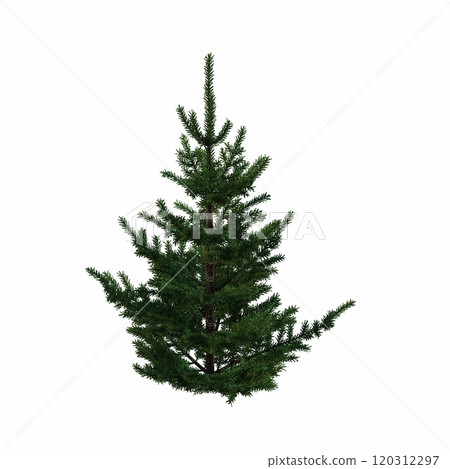Christmas tree with decorations, isolated on white background, 3D illustration, cg render 120312297