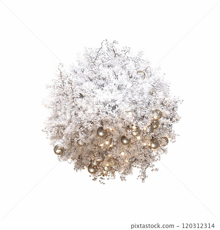 Christmas tree with decorations, isolated on white background, 3D illustration, cg render Christmas tree with decorations, isolated on white background, 3D illustration, cg render 120312314