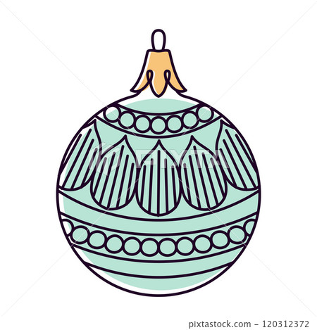 Vector christmas ball doodle style. Hand drawn line art isolated globe 120312372