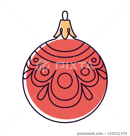 Vector christmas ball doodle style. Hand drawn line art isolated globe 120312379