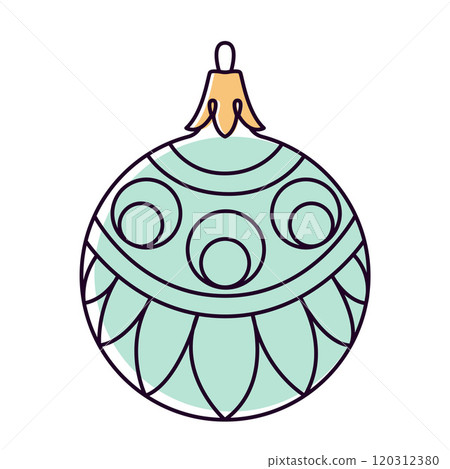 Vector christmas ball doodle style. Hand drawn line art isolated globe 120312380