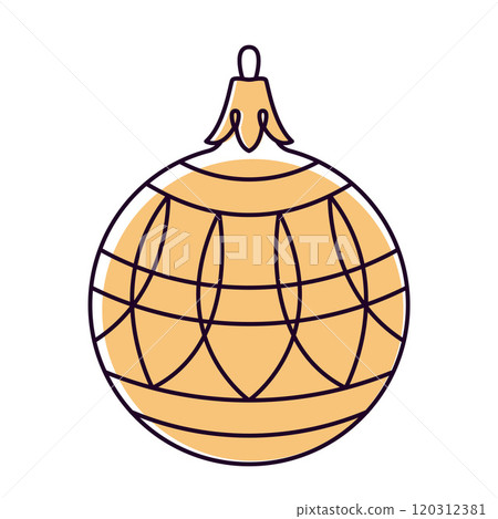 Vector christmas ball doodle style. Hand drawn line art isolated globe 120312381