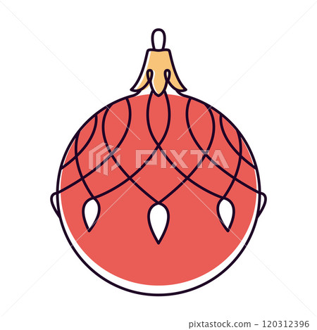 Vector christmas ball doodle style. Hand drawn line art isolated globe 120312396