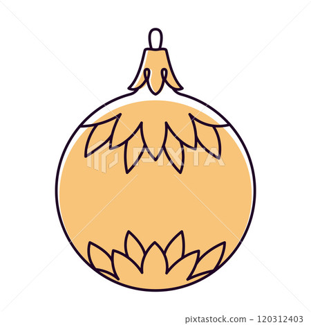 Vector christmas ball doodle style. Hand drawn line art isolated globe 120312403