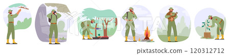 Forest rangers caring of tree and animals providing professional service at national park set 120312712