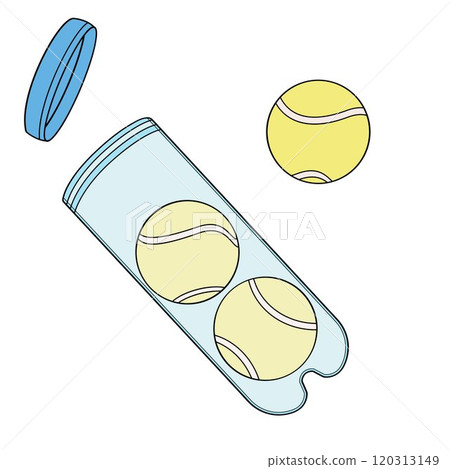 Tennis balls in transparent tube container Tennis balls in transparent tube container 120313149