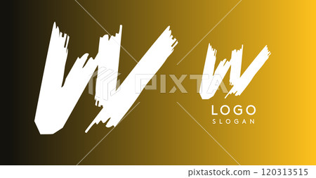 Handwritten brush pen letter W, urban street art, vibrant and rebellious edgy logo for cool music cover and fashion brands. Vector illustration 120313515