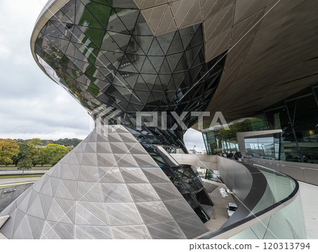 Munich, Germany - Oct 03, 2024: Facade of BMW Welt, a combined exhibition, delivery, adventure museum, and event venue 120313794