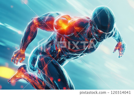 Scientific visualization of athlete muscles while running fast 120314041