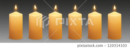 Wax candles with glowing light and flame variations Wax candles with glowing light and flame variations 120314103