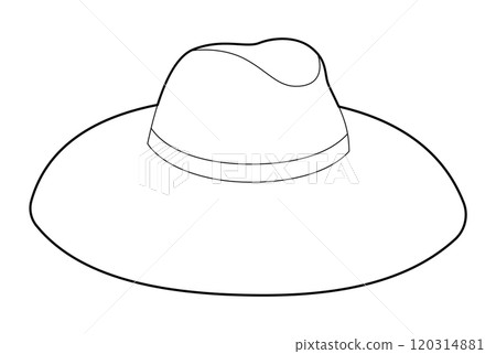 Lifeguard Hat with band. Head Fashion accessory cap with wide brim clothing technical illustration. Vector headgear 120314881