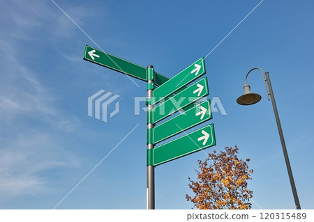 Direction signs blank boards guidepost 120315489