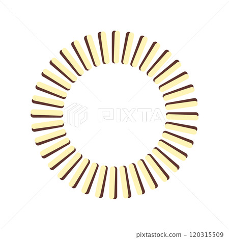 用線條繪製的圓形框架 - 奶油黃色（淺黃色）x 深巧克力棕色 120315509