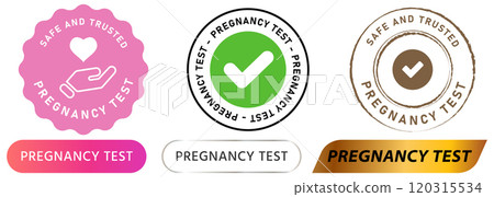 Pregnancy test health baby mom care testing maternity healthcare examination stamp colorful badges emblem sticker label banner button sign design icon set collection Pregnancy test health baby mom care testing maternity healthcare examination stamp colorful badges emblem sticker label banner button sign design icon set collection 120315534