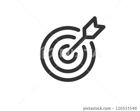 擊中目標的箭頭圖示(線圖)的插圖 擊中目標的箭頭圖示(線圖)的插圖 120315549