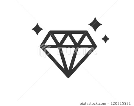 Illustration of a shining diamond icon (line drawing) 120315551