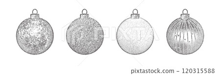 Holiday and Winter-themed Elements. Stippling Christmas Vector Set 120315588