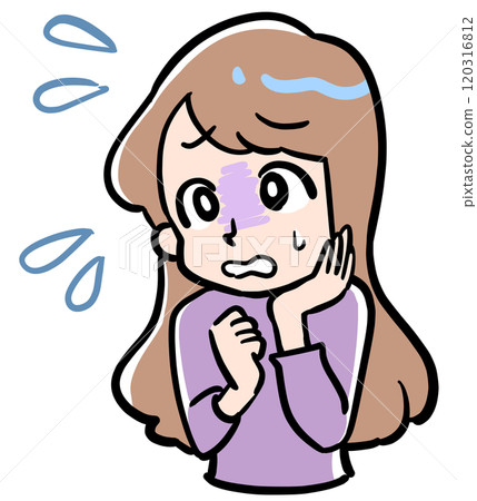Illustration of a woman feeling anxious and in a hurry Illustration of a woman feeling anxious and in a hurry 120316812