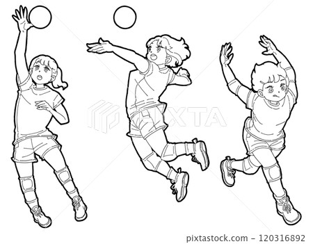 Illustration set of a girl spiking 120316892
