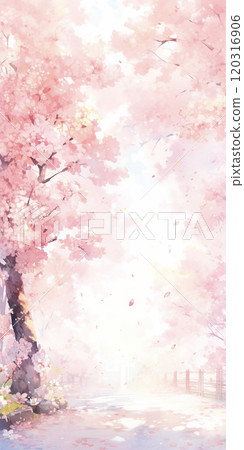 Landscape with cherry blossoms AI image 120316906