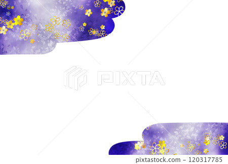 Gold cherry blossoms on a purple background Gold cherry blossoms on a purple background 120317785