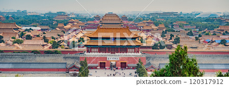 Ancient royal palaces of the Forbidden City in Beijing,China BANNER, LONG FORMAT 120317912