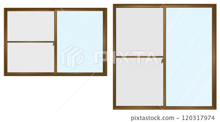 2 種棕色滑動窗和紗門套裝 120317974