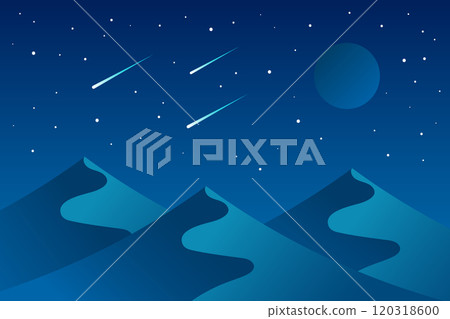 Night Mountains landscape with stars on the sky. 120318600