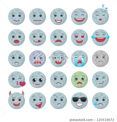Moon funny emoticons isolated set Moon funny emoticons isolated set 120319072