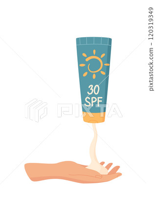 Hand squeeze sunscreen cream bottle, flat sunblock cosmetic bottle, creative uv block oil container, cartoon solar protection lotion pack, vector spf cream tube, Hand squeeze sunscreen cream bottle, flat sunblock cosmetic bottle, creative uv block oil container, cartoon solar protection lotion pack, vector spf cream tube, 120319349
