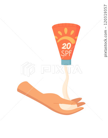 Hand squeeze sunblock cream product, vector sun block moisturizer container, cartoon solar screen oil product, creative sunscreen spray pack, flat sunblock lotion bottle, 120319357