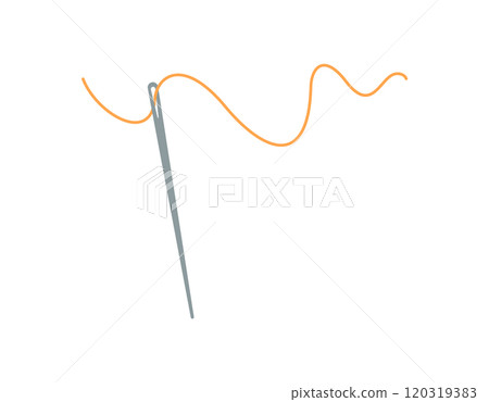 Tailor thread and needle icon, doodle fashion accessories object, vector sewing craft tool element, cartoon embroidery supplies design, flat dressmaking decoration illustration, 120319383