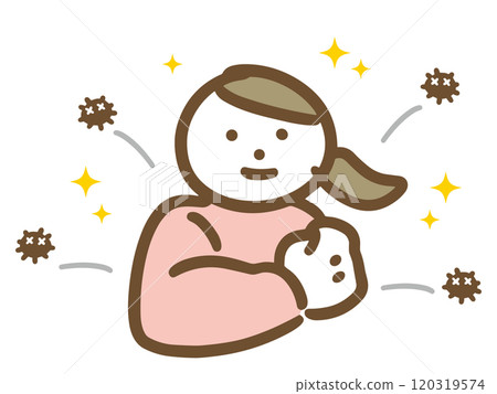 A young woman in casual clothes (upper body) who keeps bacteria away with her healthy body 120319574