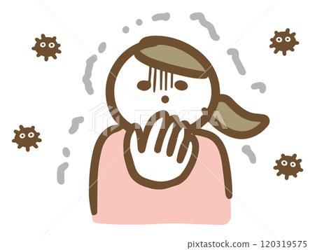 A young woman in casual clothes (upper body) troubled by bacteria in the air 120319575