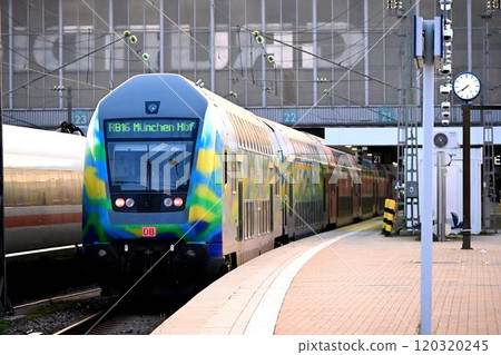Morning at Munich Central Station, the largest station in southern Germany, with trains arriving and departing one after another 120320245